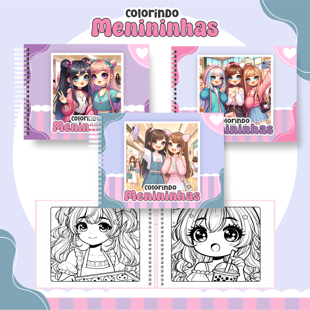 28) MENININHAS FOFAS Livro de colorir - Menininhas fofas - Imagem 1