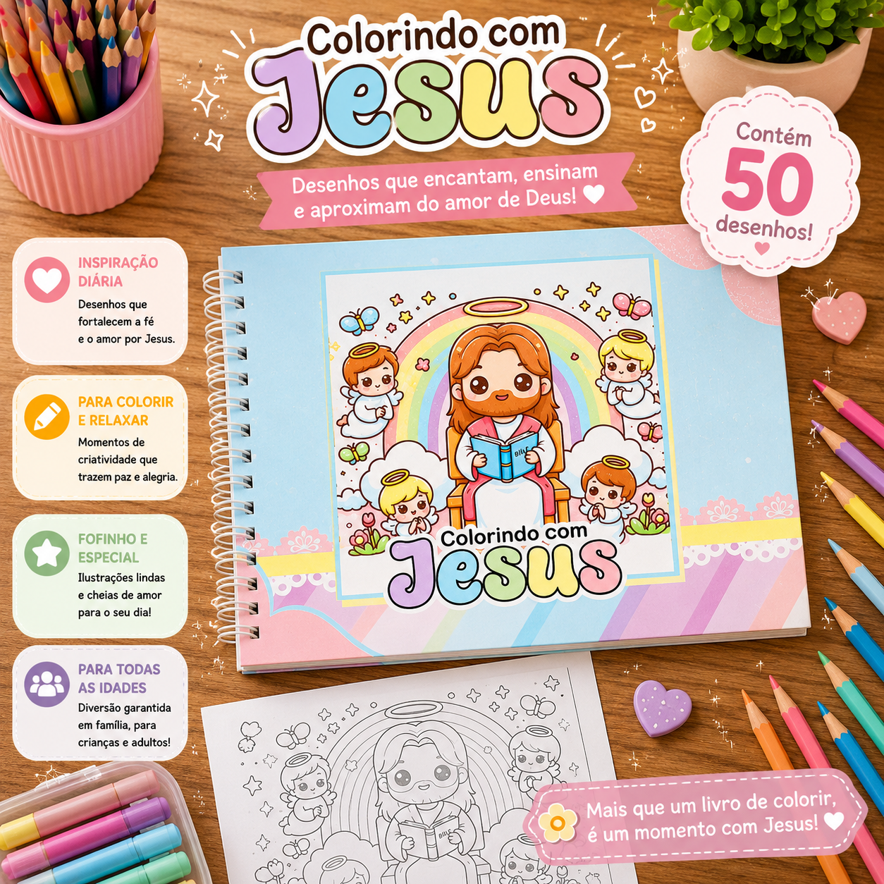 colorindo com jesus colorir Livro de colorir - Colorindo com Jesus - Imagem 1