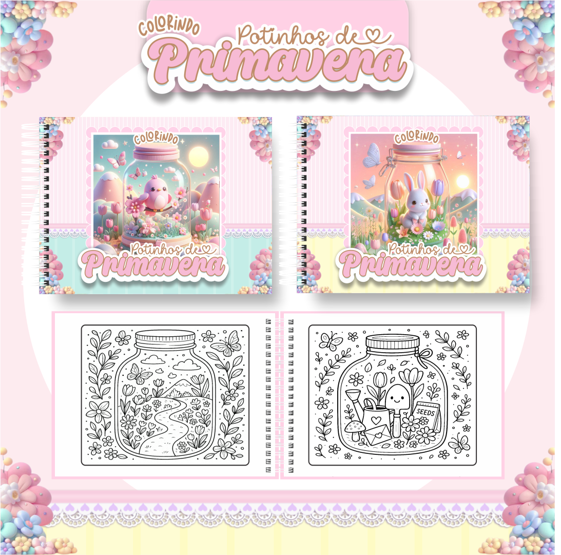 77) POTINHOS DE PRIMAVERA Livro de colorir - Potinhos de primavera - Imagem 1