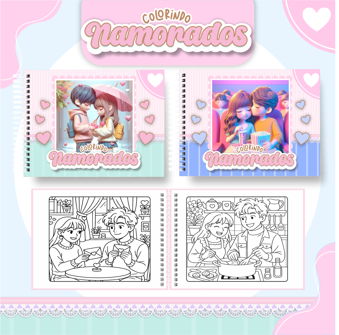 80) NAMORADOS Livro de colorir - Namorados 2 - Imagem 1