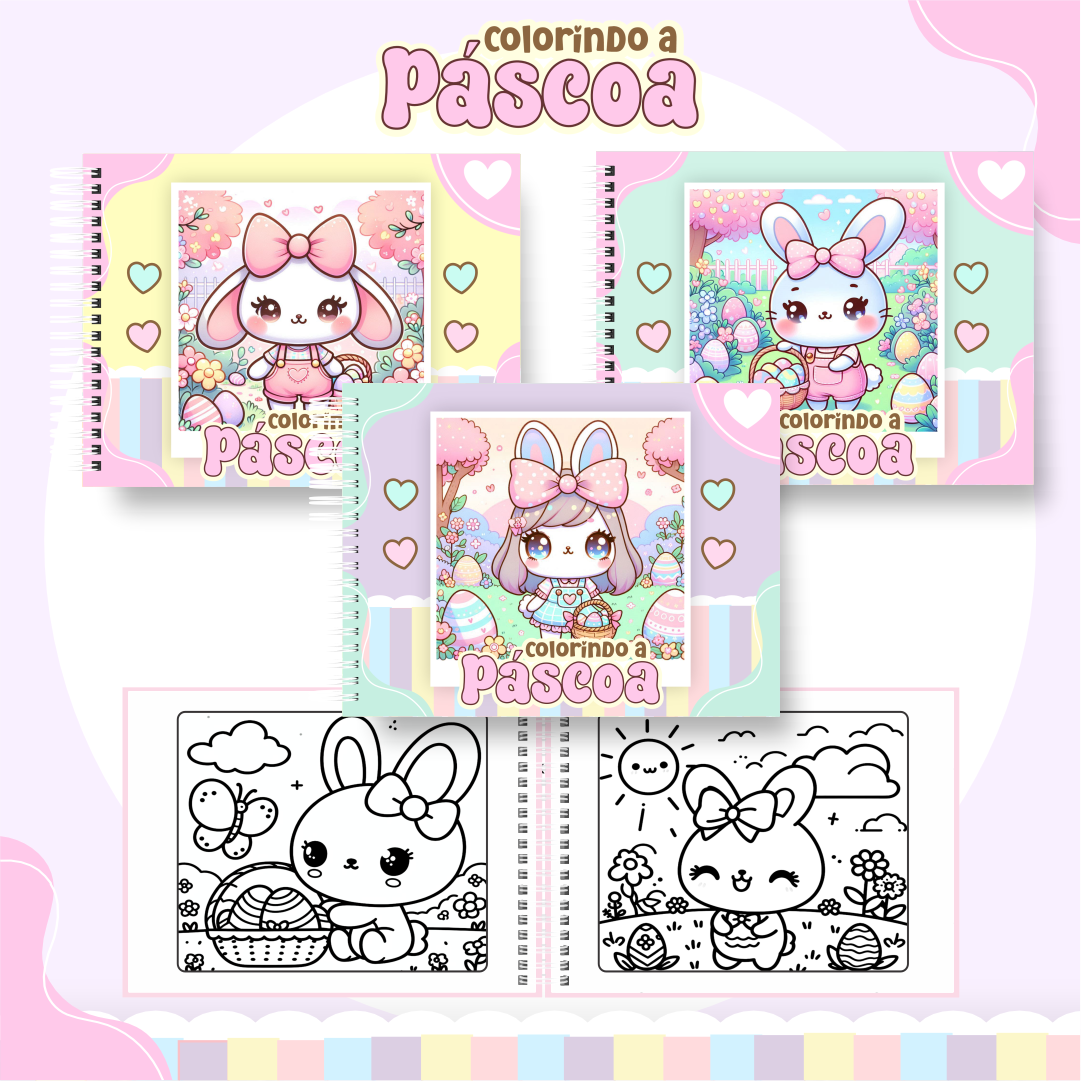 PÁSCOA MENINA Livro de colorir - Páscoa - Imagem 1