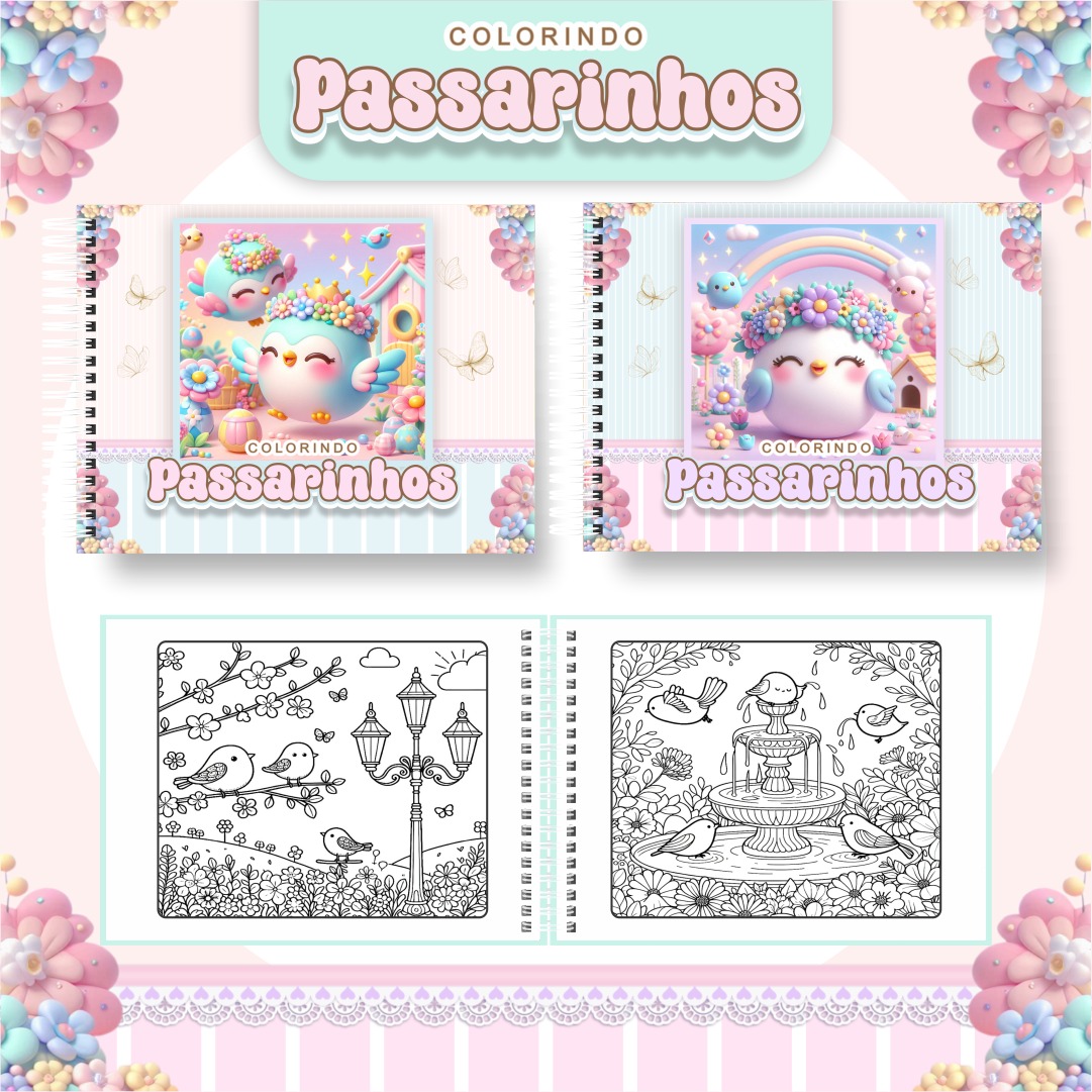 PASSARINHOS Livro de colorir - Passarinhos - Imagem 1