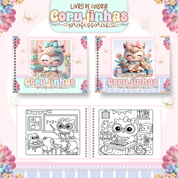 Livro de colorir - Corujinhas professoras - Imagem 1