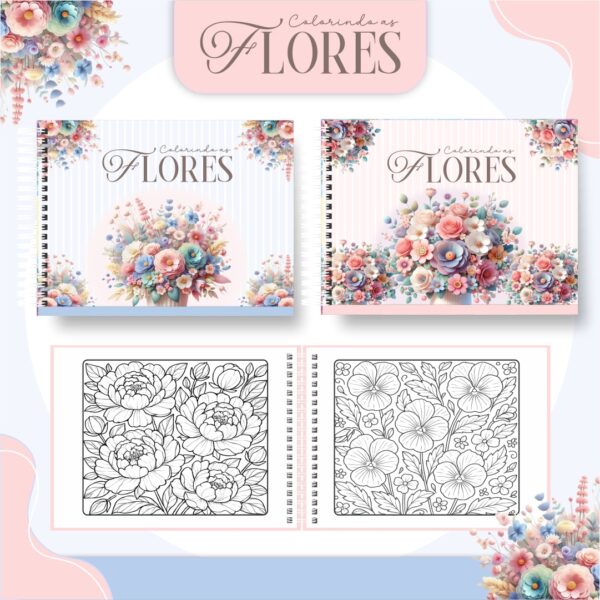Livro de colorir - Flores - Imagem 1