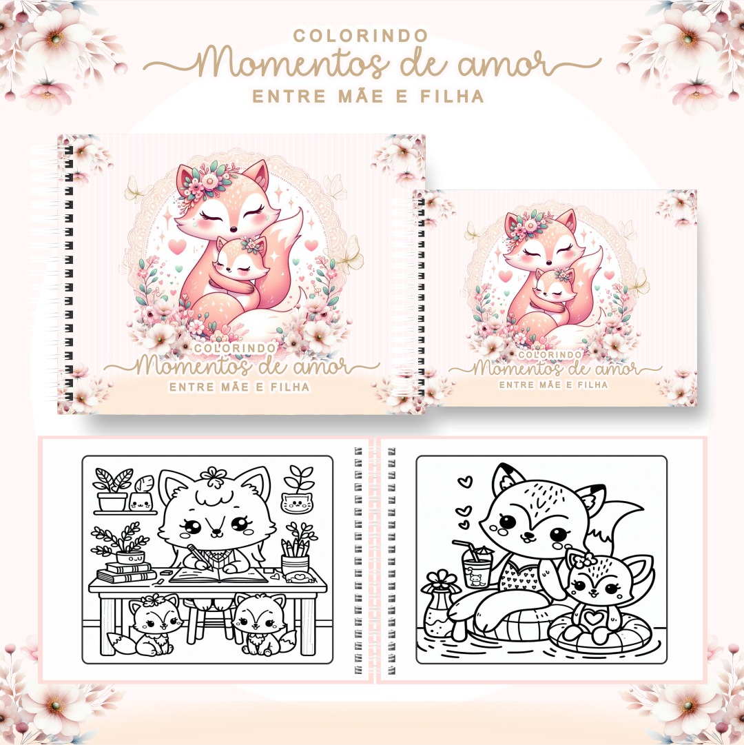 momentos de amor Livro de colorir - Momentos de amor - Mãe e filha - Imagem 1