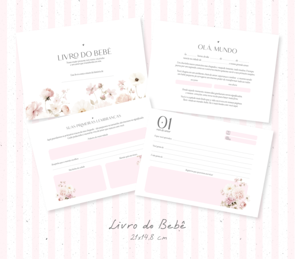 Menina clean 1 - Caderneta de saúde e Livro do bebê com mesversário - Imagem 2