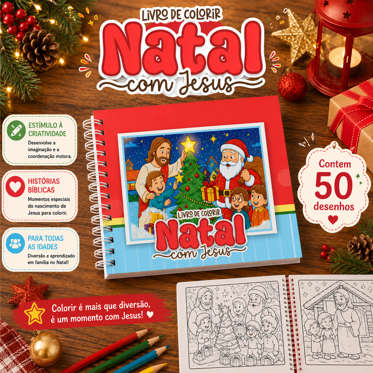 natal com jesus colorir Livro de colorir - Natal com Jesus - Imagem 1