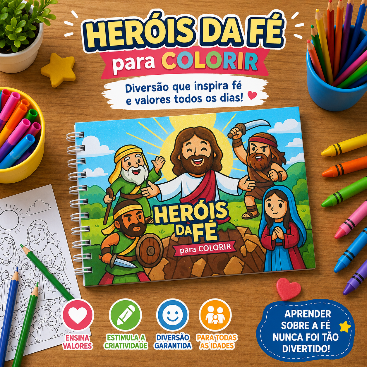 herois da fe colorir Livro de colorir - Heróis da fé - Imagem 1