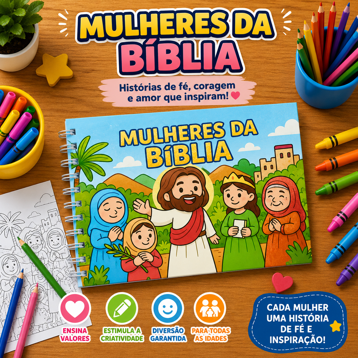 mulheres da biblia colorir Livro de colorir - Mulheres da bíblia - Imagem 1